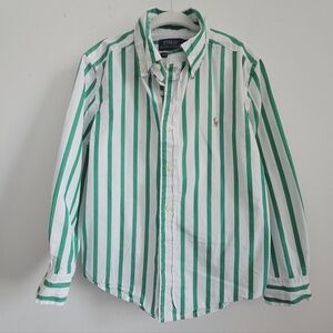 Polo by Ralph Lauren Green Striped Boys Long Sleeve Shirt Size 5